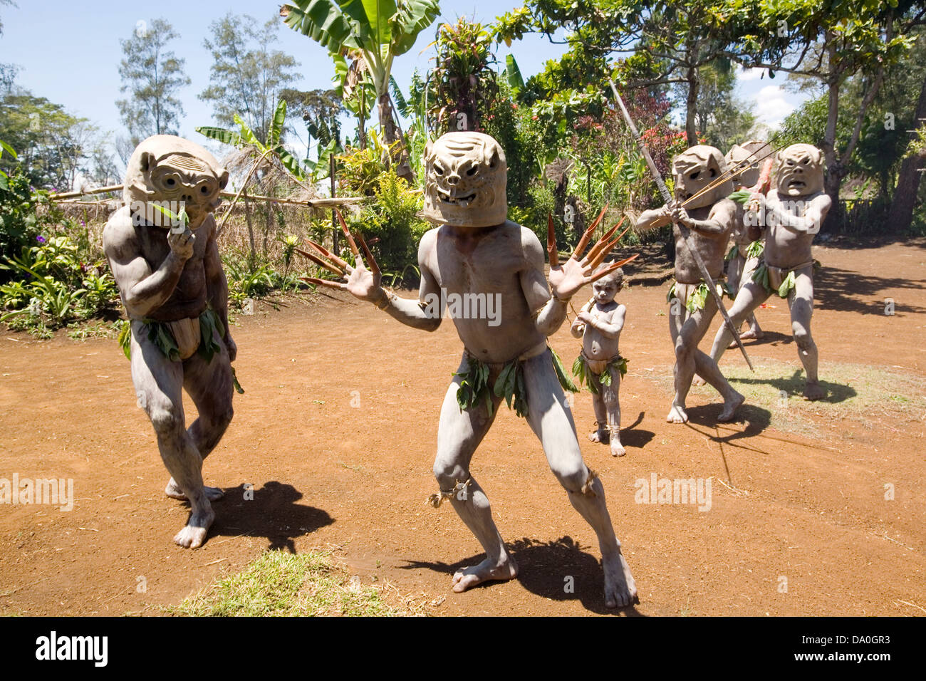 Mud Men performance, Papua New Guinea. Stock Photo