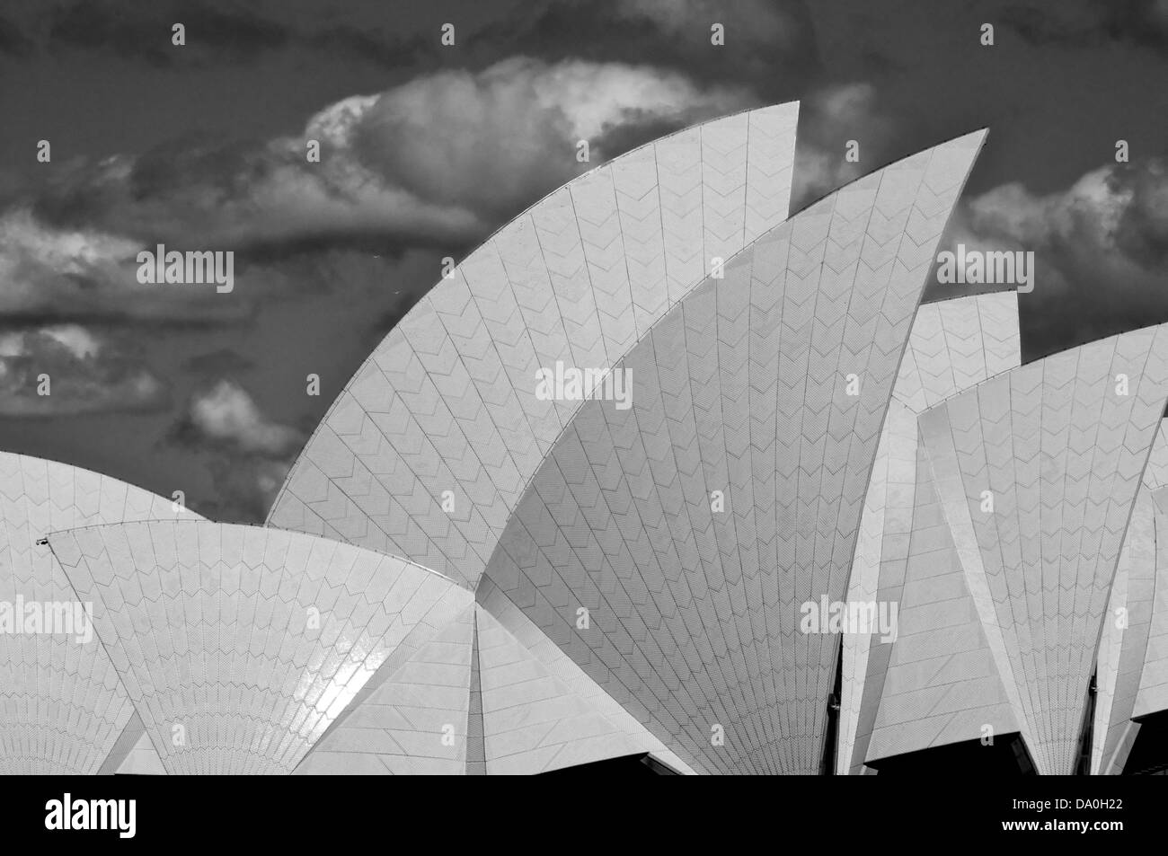 Black and White image Sydney Opera House roof Sydney Harbour NSW Australia Stock Photo
