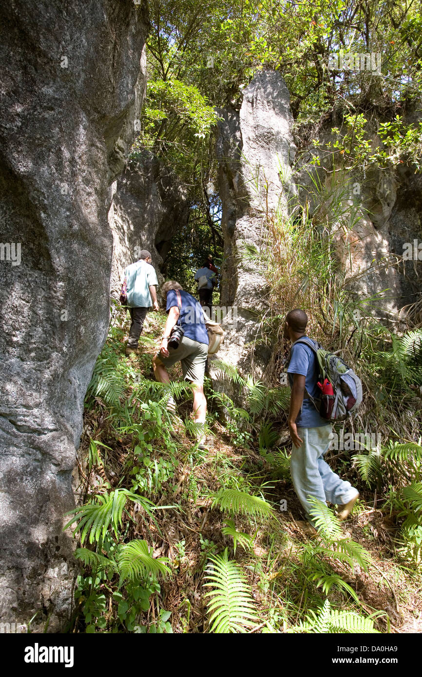 A hiking trail allows visitors to explore historic sites, Lufufa District, Eastern Highlands Province, Papua New Guinea Stock Photo