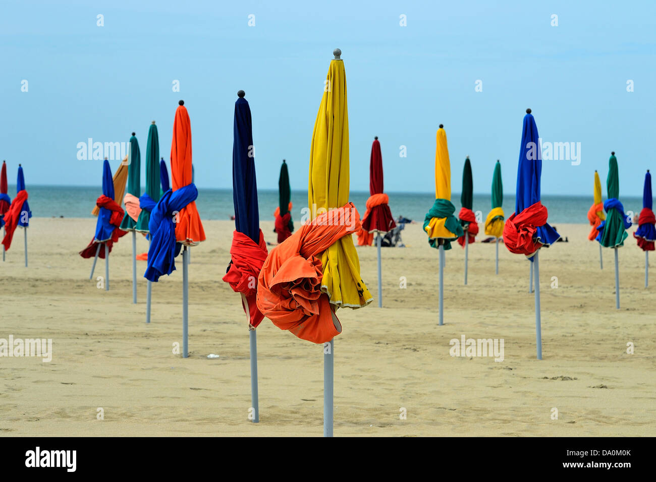 Colourful umbrellas on the beach, Deauville (Calvados, Normandy, France