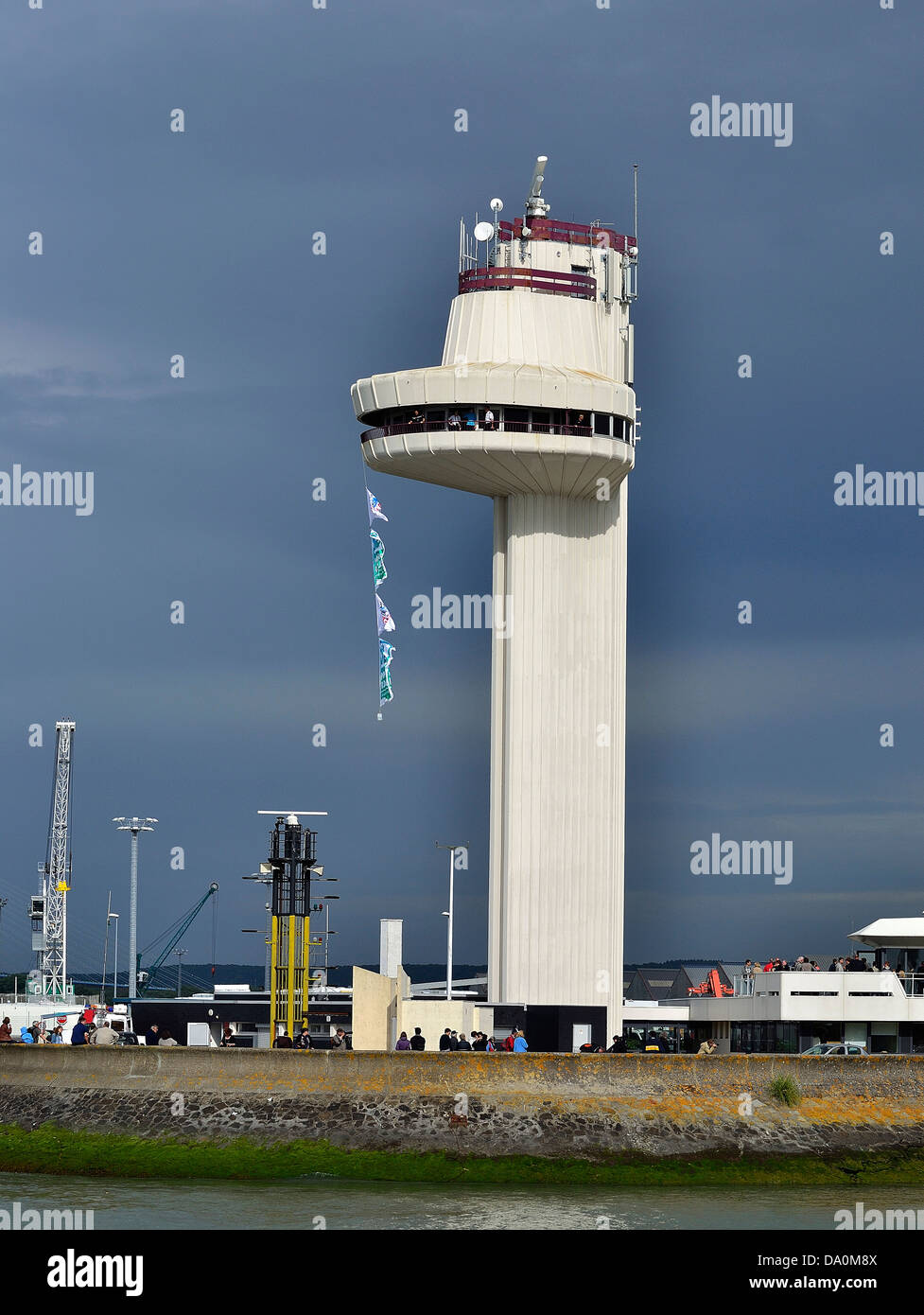 Control tower port of Honfleur, traffic control boats on the Seine