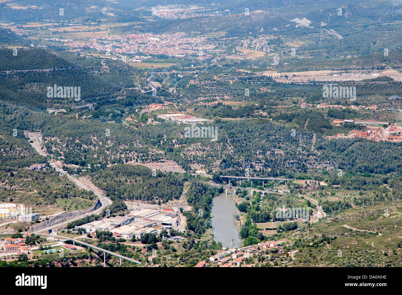 Aerial view of the town and the river Stock Photo - Alamy