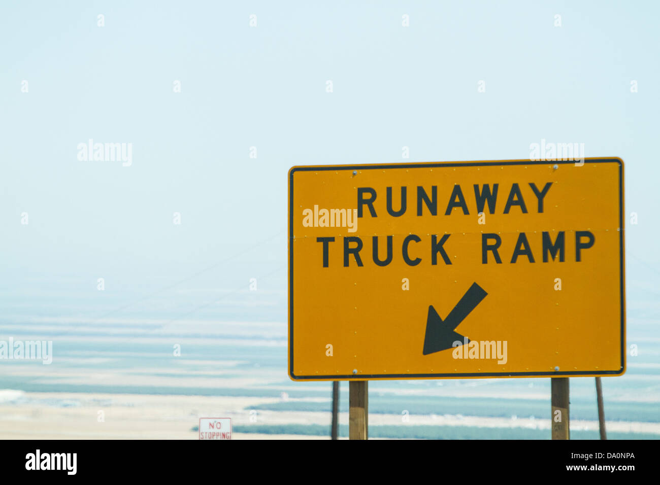 A runaway truck ramp on Interstate 5 near Grapevine California Stock
