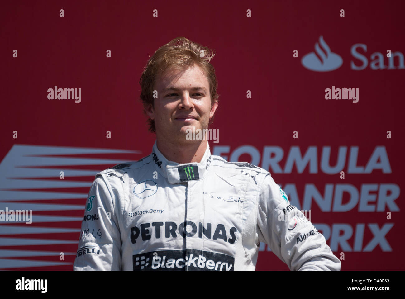 Nico Rosberg celebrates winning the British Formula One (F1) Grand Prix, Silverstone, UK Stock Photo