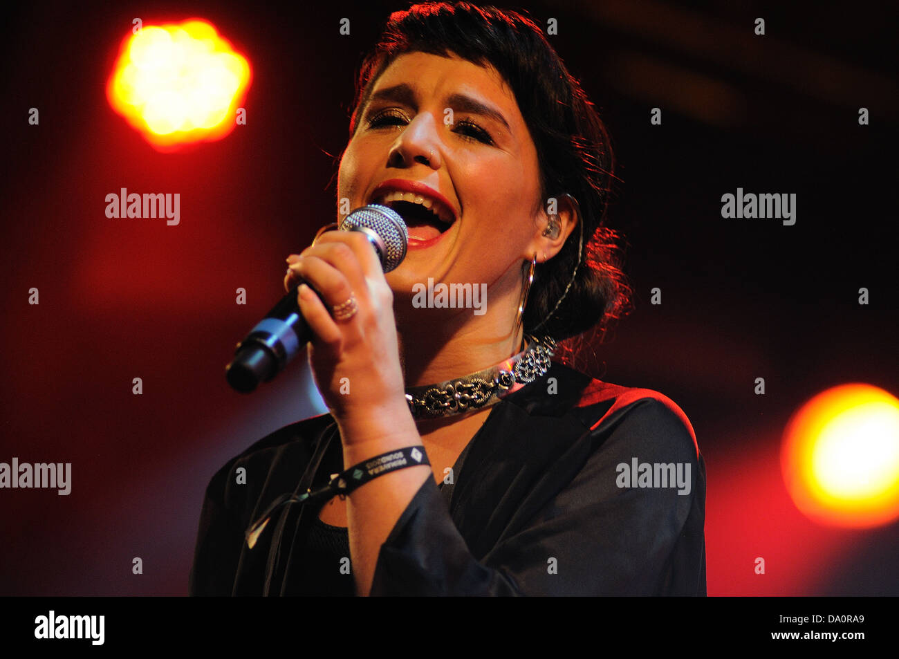 BARCELONA - MAY 23: Jessie Ware, a British singer-songwriter, performs at Heineken Primavera Sound 2013 Festival. Stock Photo