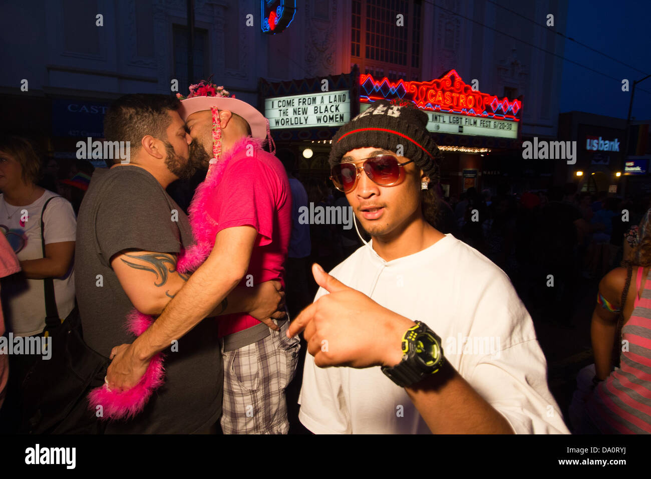 San Francisco, USA. 29th June, 2013. Revellers packed Castro St. during Pride celebrations. Credit:  John Orvis/Alamy Live News Stock Photo