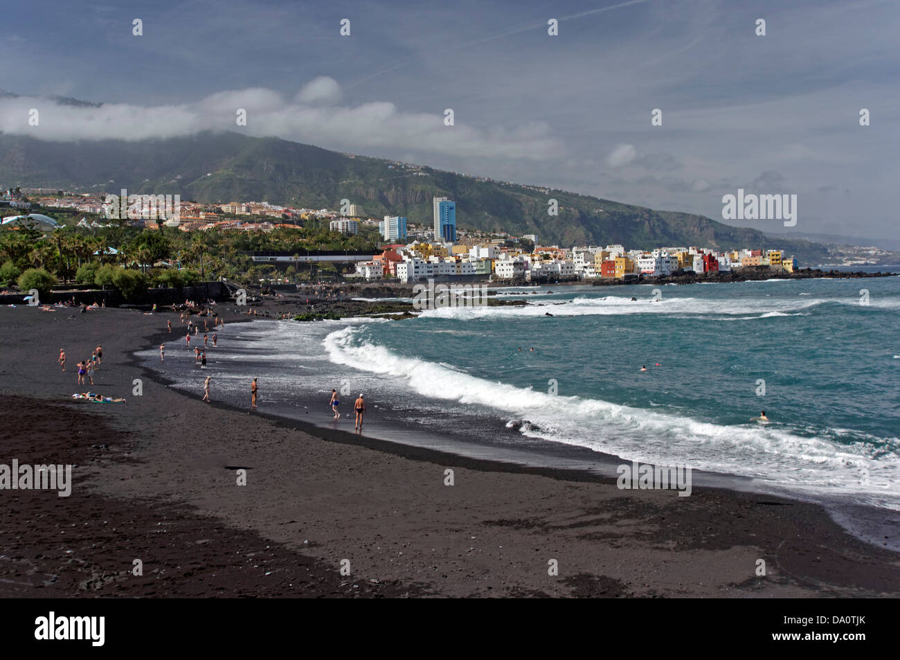 Black beach Puerto de la Cruz Tenerife Canary Islands Spain Atlantic Europe Stock Photo