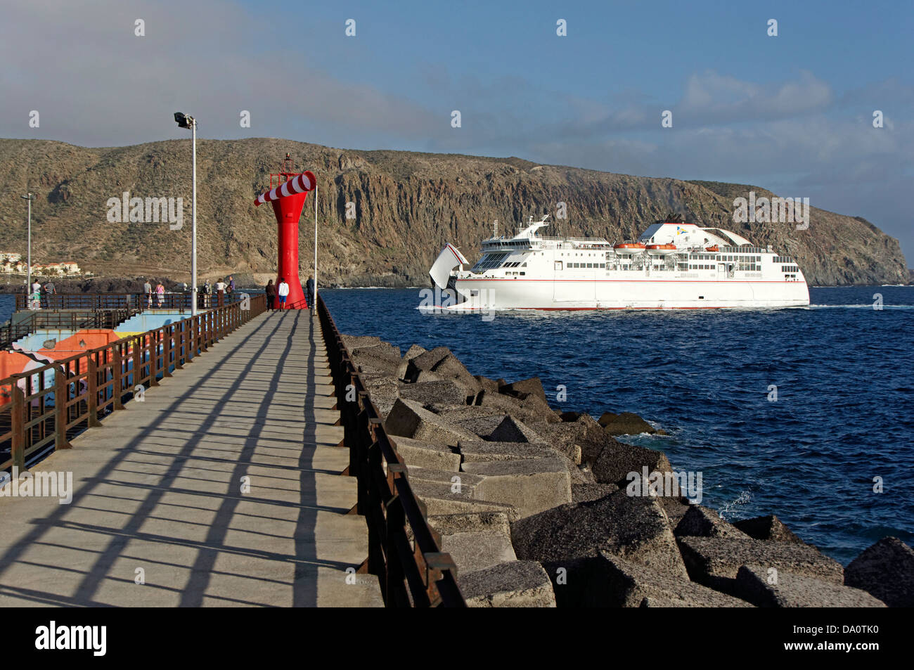 Ferry at Los Christianos, Sunset , Tenerife, Spain Stock Photo