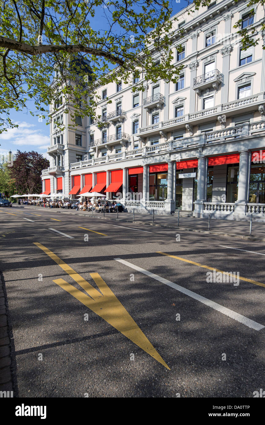 Restaurant and street Cafe Terasse , Limmatquai, Zurich, Switzerland Stock Photo