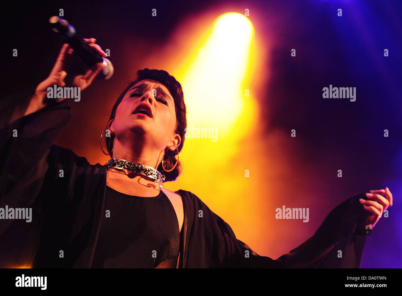 BARCELONA - MAY 23: Jessie Ware, a British singer-songwriter, performs at Heineken Primavera Sound 2013 Festival. Stock Photo