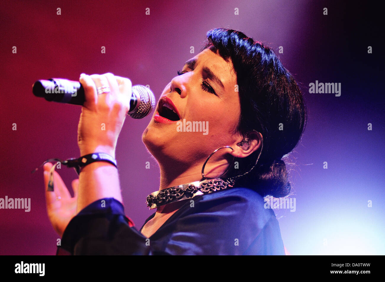 BARCELONA - MAY 23: Jessie Ware, a British singer-songwriter, performs at Heineken Primavera Sound 2013 Festival. Stock Photo