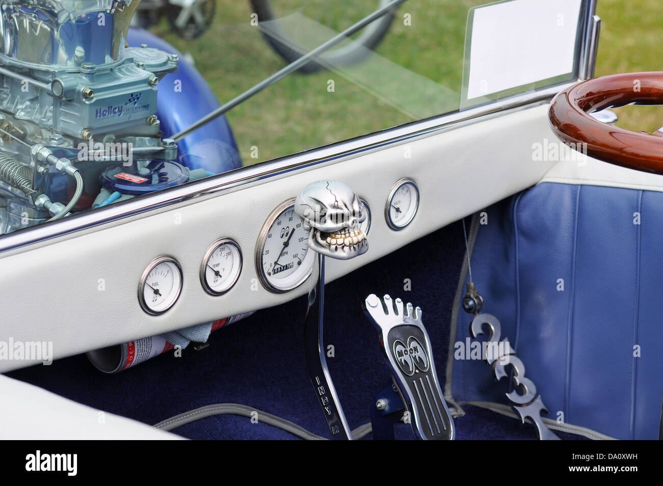 The Interior Of A Custom T Bucket Hot Rod Car Showing The