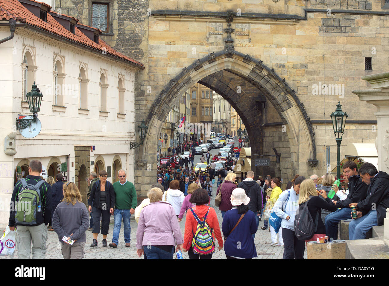 Prague Gateway to Charles Bridge Karluv Most Stock Photo
