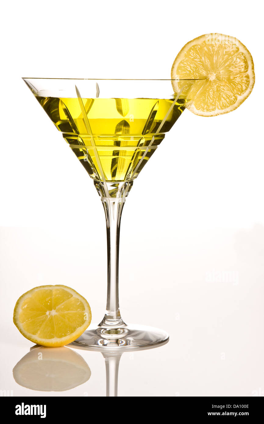 Party drink decorated with a slice of lemon Stock Photo - Alamy