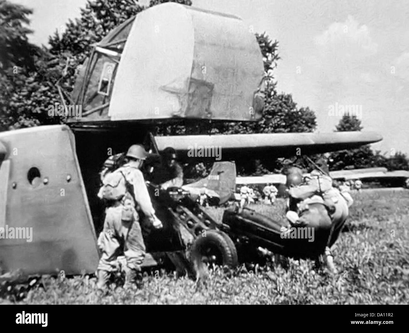 Laurinburg-Maxton Army Air Base Unloading Artillery From CG-4 Glider Stock Photo