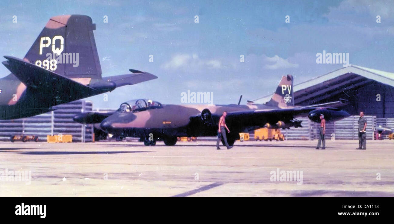 Martin B-57B bombers at Phan Rang AB South Vietnam 1968 Stock Photo