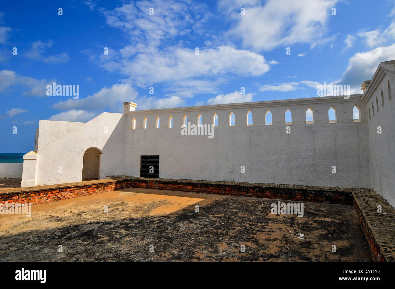 Cape Coast Castle is a fortification in Ghana built by Swedish traders for trade in timber and gold. Stock Photo