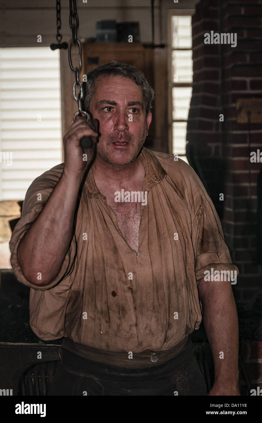 Blacksmith Reenactor, Colonial Williamsburg, Virginia Stock Photo Alamy