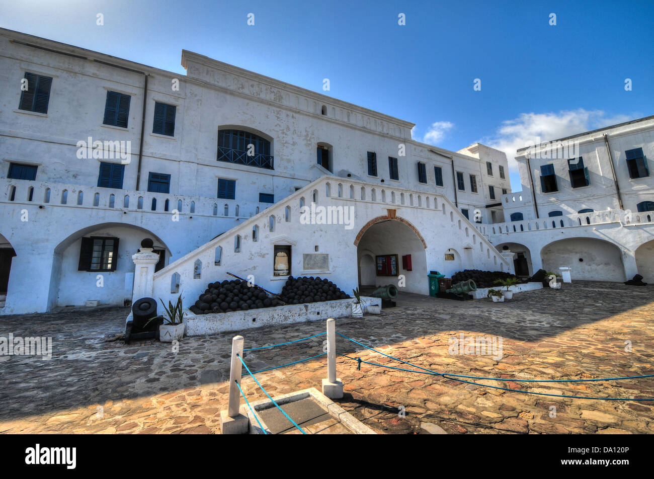 Cape Coast Castle is a fortification in Ghana built by Swedish traders for trade in timber and gold. Stock Photo