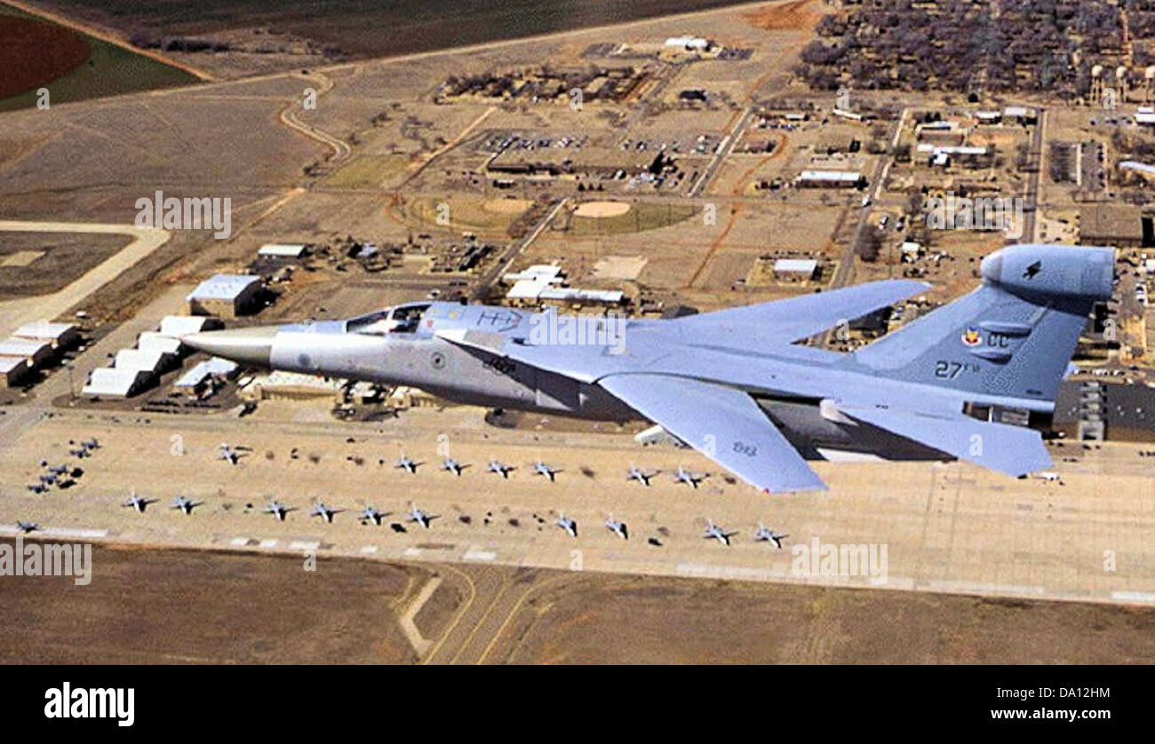 429th Electronic Combat Squadron EF111A over Cannon AFB Stock Photo