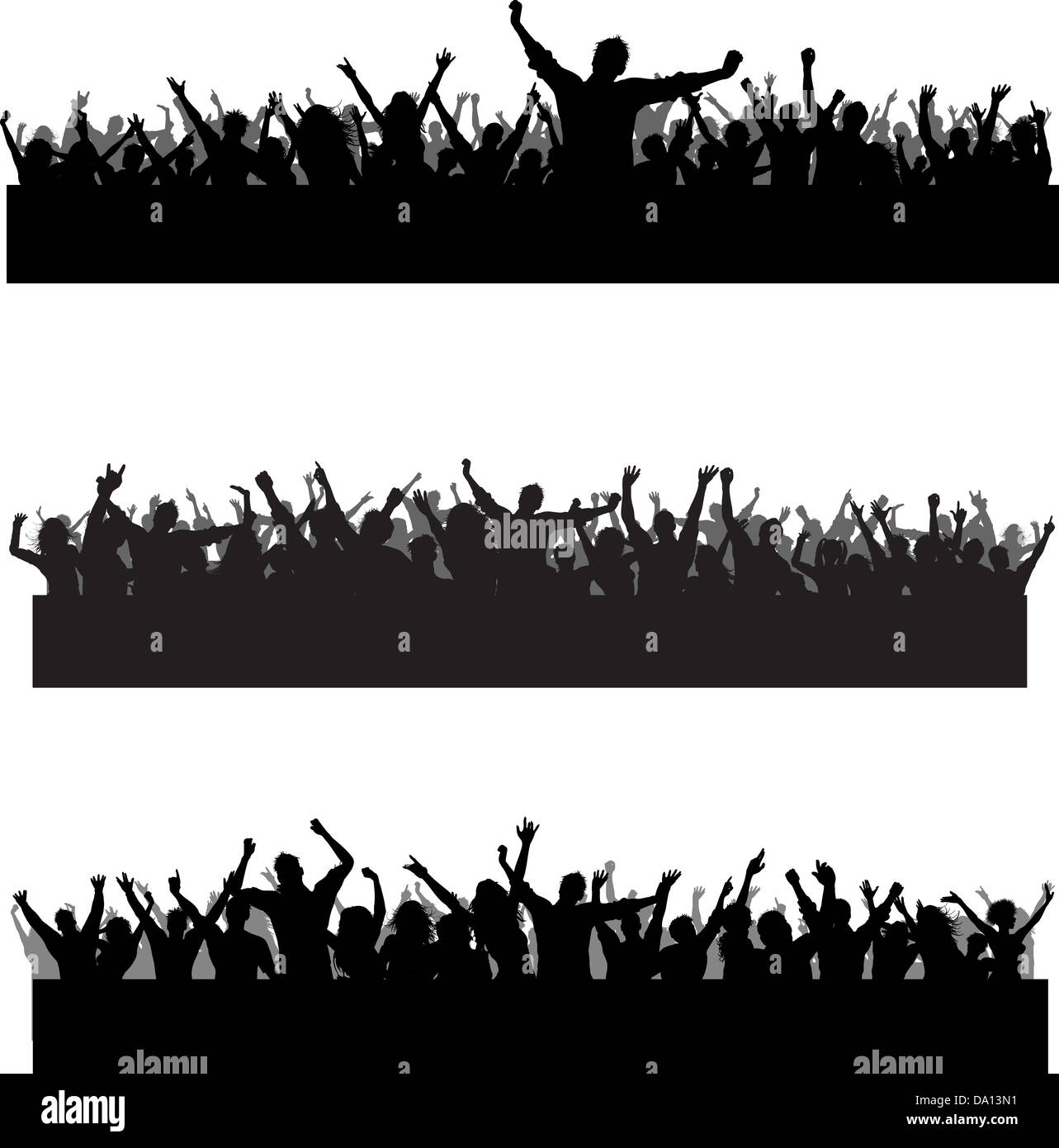Collection of three different party crowd silhouettes Stock Photo - Alamy