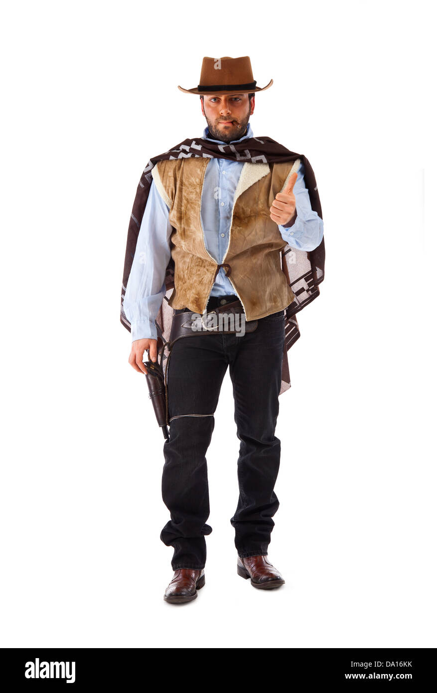 Gunman in the old wild west on white background. Stock Photo