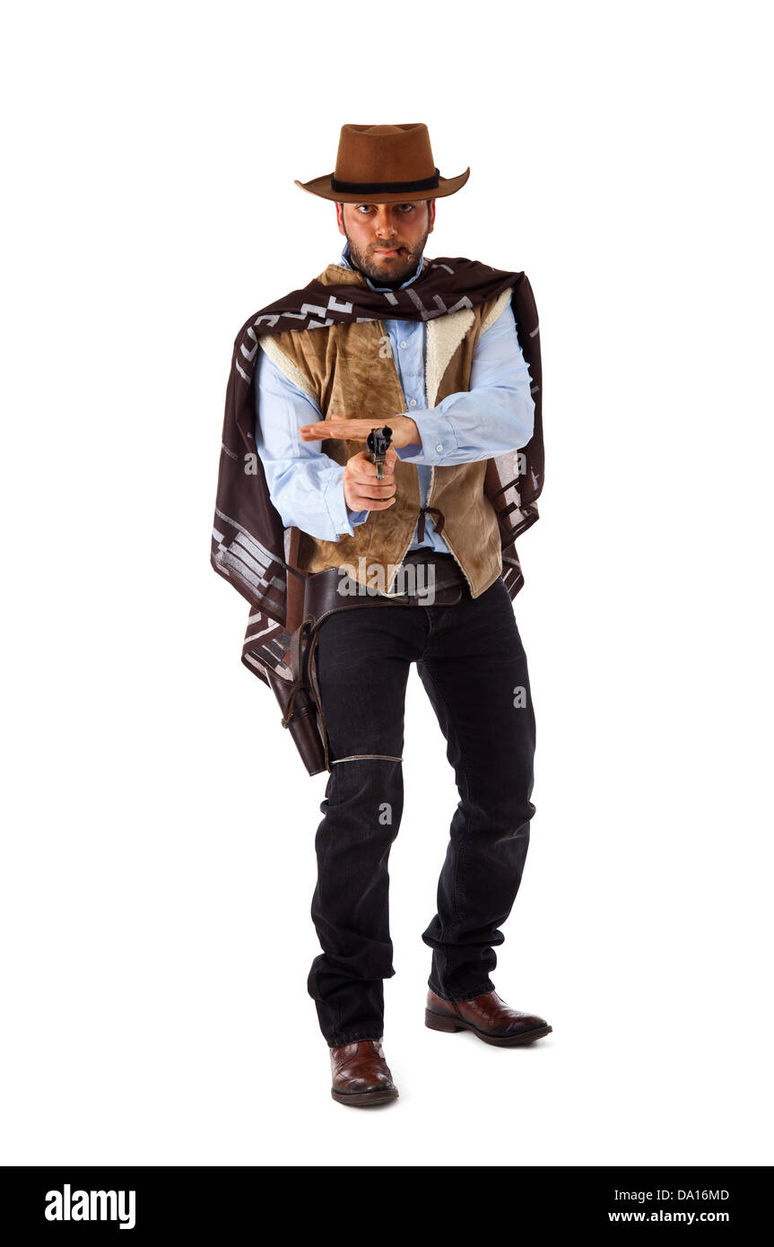 Gunman in the old wild west on white background Stock Photo - Alamy