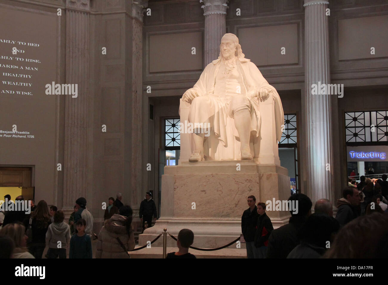 Benjamin Franklin statue at the entrance hall of the Franklin Institute in Philadelphia