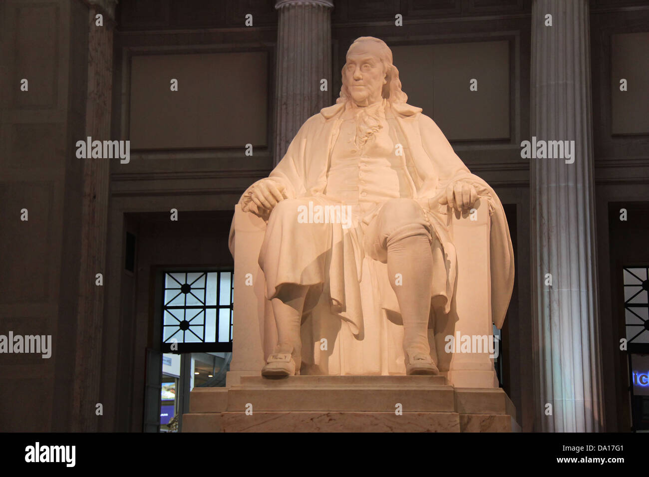 Benjamin Franklin statue at the entrance hall of the Franklin Institute