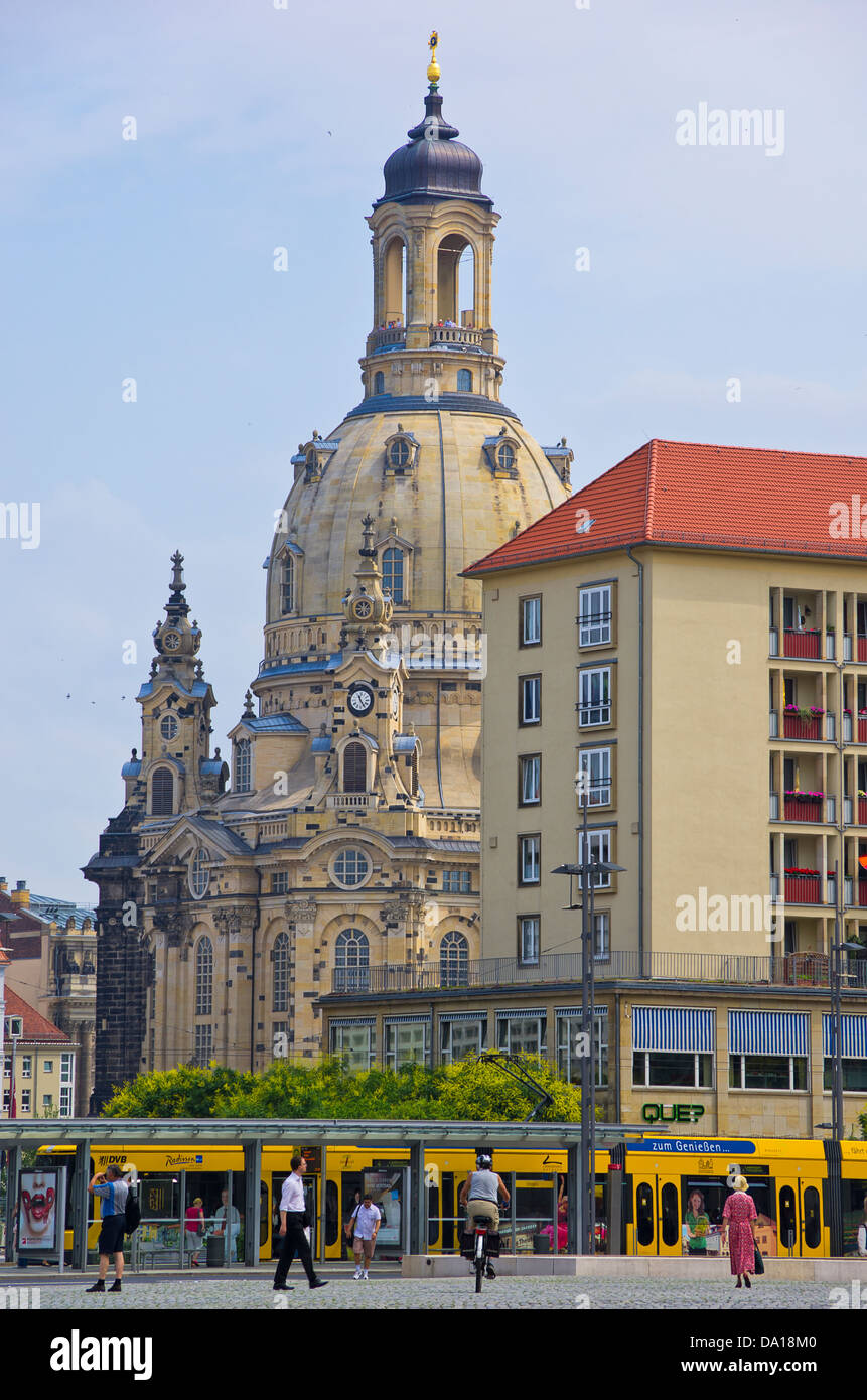 Dresden, Germany, view of the Frauenkirche Church. Stock Photo
