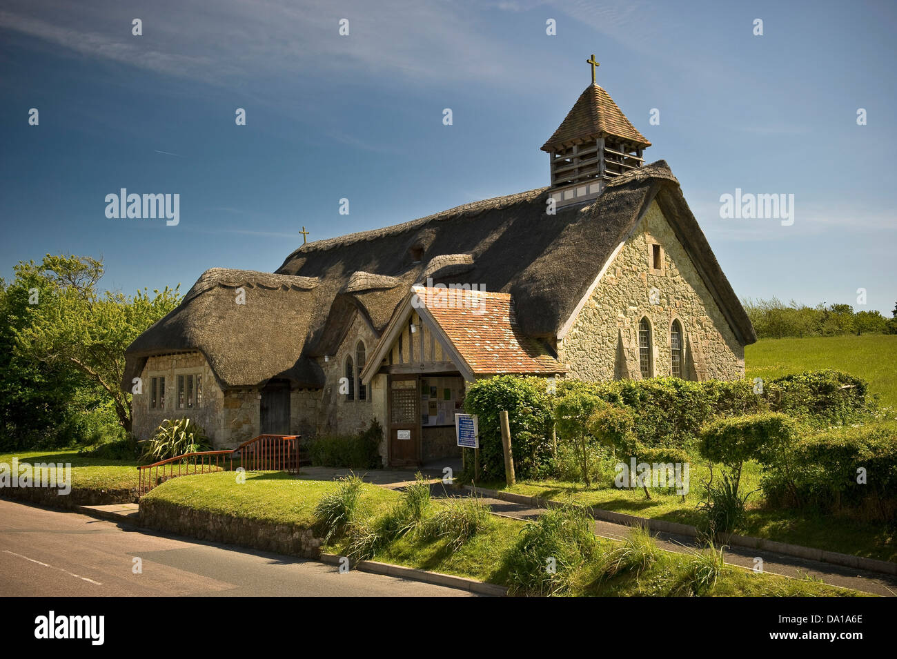 Thatched St. Agnes' Church, Freshwater, Isle of Wight, UK Stock Photo
