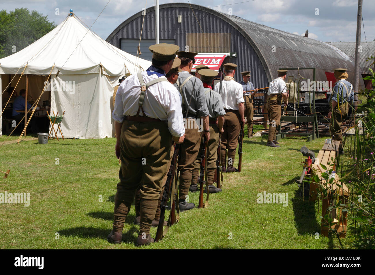 Re-enactment of WW1 Bayonet Practice, at event depicting life in WW1, Tenterden, Kent, UK, GB Stock Photo