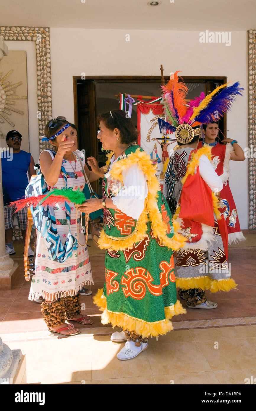 Mexican dancers at the church of Iglesia de San Jose, Puerto Morelos