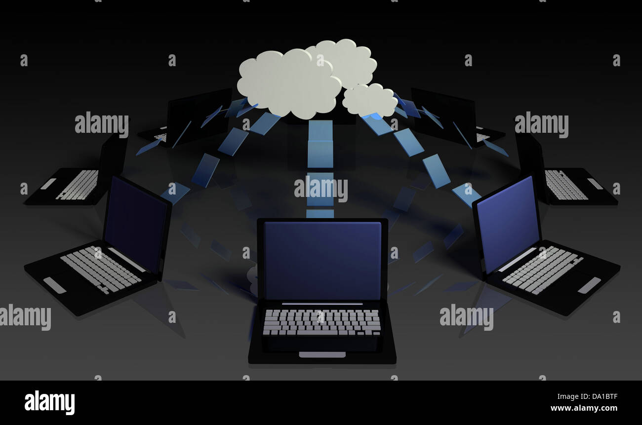 Cloud Computing Big Data Distributed Computing 3D Stock Photo