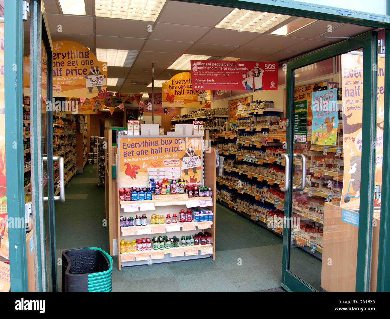 Inside Holland and Barrett health food shop, Bude, Cornwall, UK 2013 Stock Photo