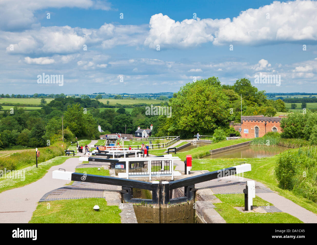 Historic Flight of locks at Foxton locks on the grand union canal Leicestershire England UK GB EU Europe Stock Photo