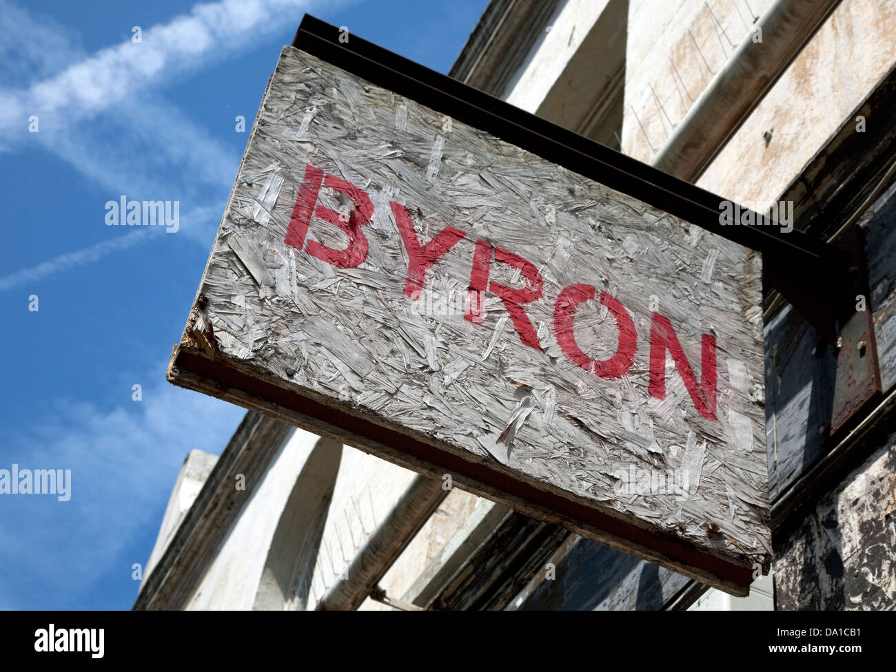 Sign on branch of Byron hamburger restaurants, London Stock Photo