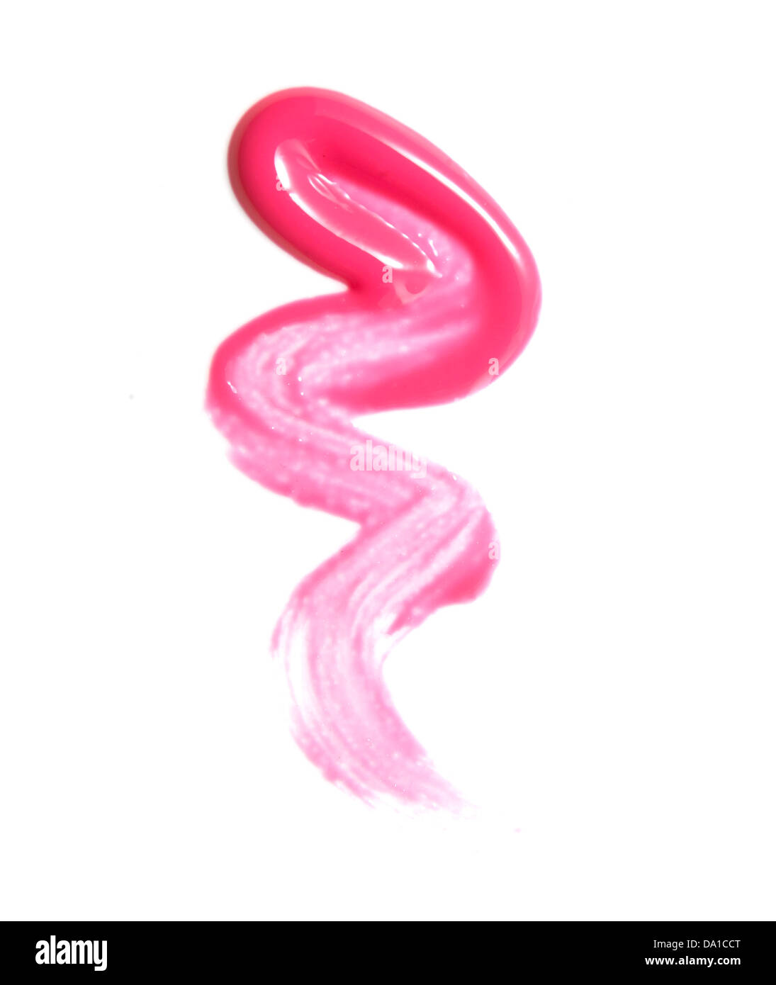 red lip gloss squiggle cut out onto a white background Stock Photo