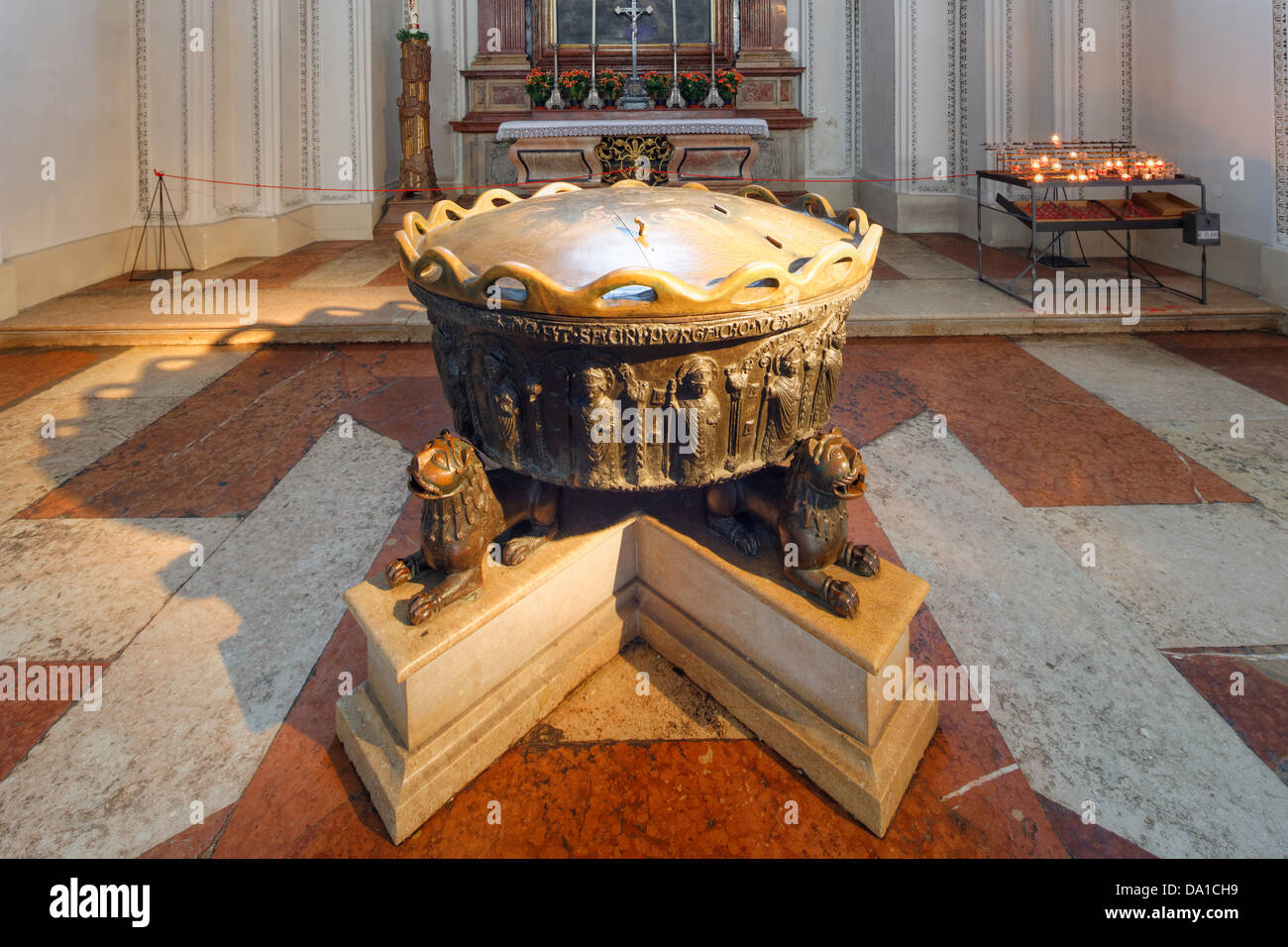 Austria, Salzburg, Baptismal font in church Stock Photo Alamy