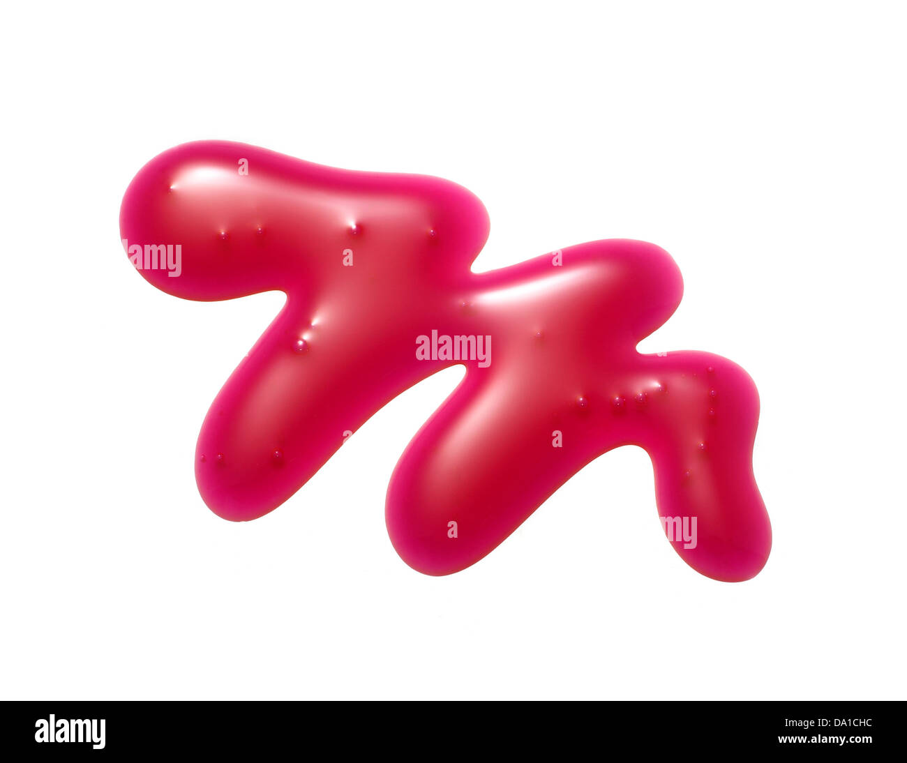 red lip gloss squiggle cut out onto a white background Stock Photo