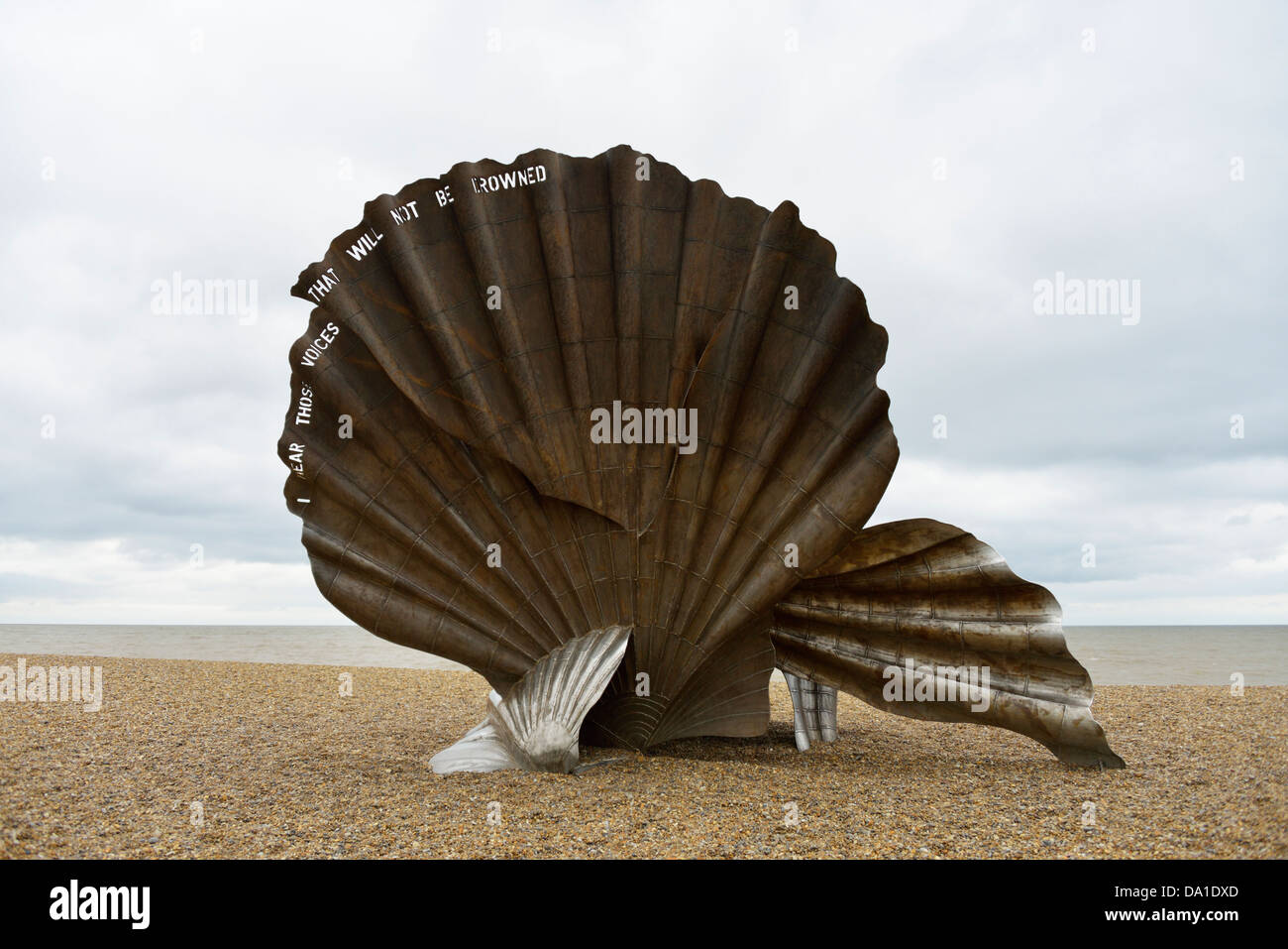 'Scallop' sculpture by Maggi Hambling. Aldeburgh, Suffolk, England, United Kingdom, Europe. Stock Photo