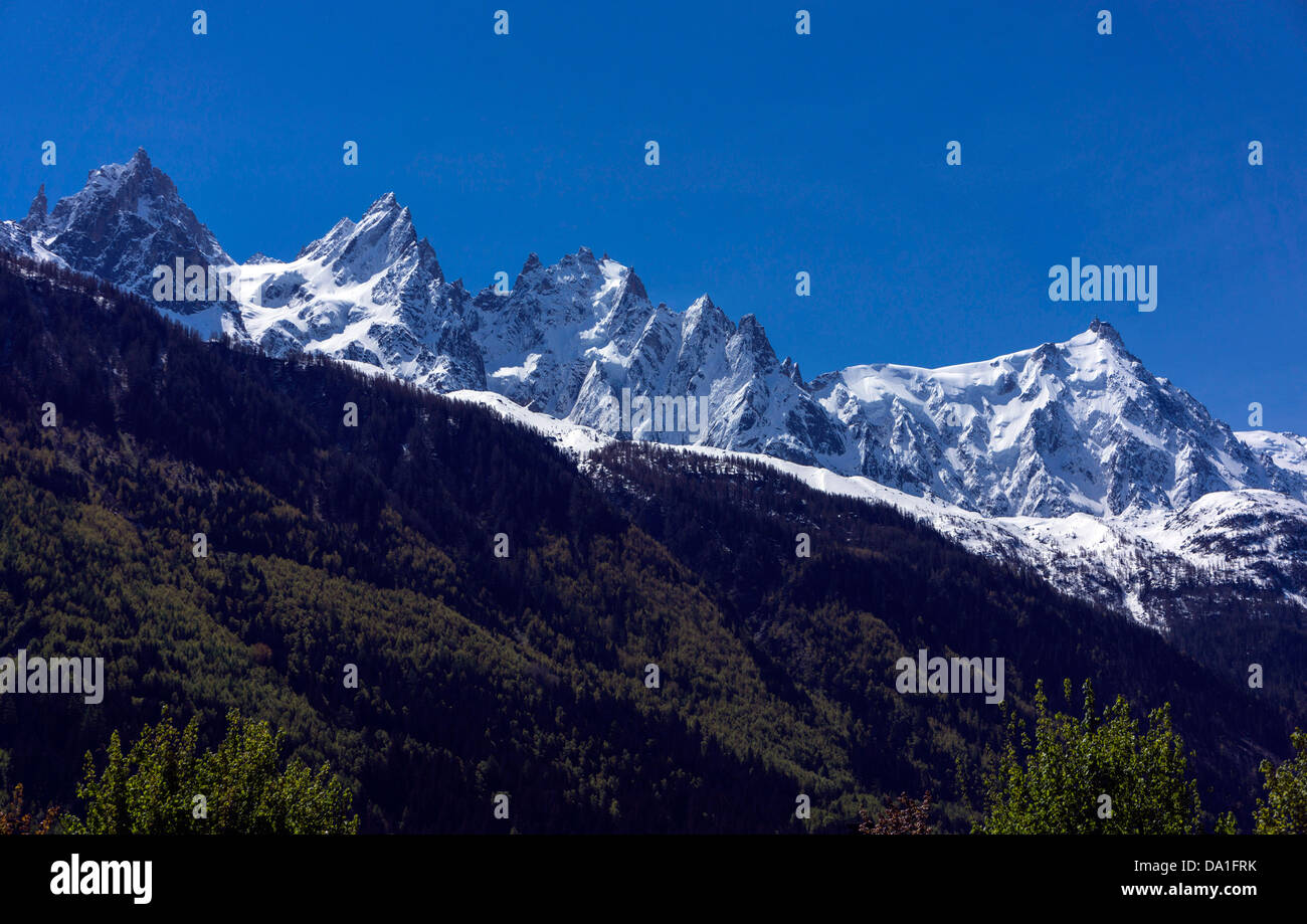 Chamonix Aiguilles seen from Chamonix Mont Blanc Stock Photo Alamy