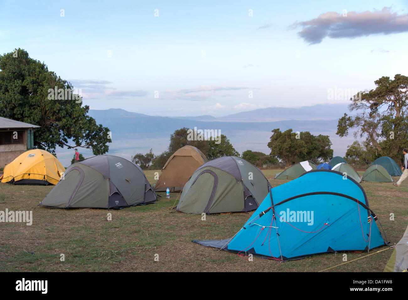 Campsite, Ngorongoro Conservation Area, United Republic of Tanzania, East Africa. Stock Photo