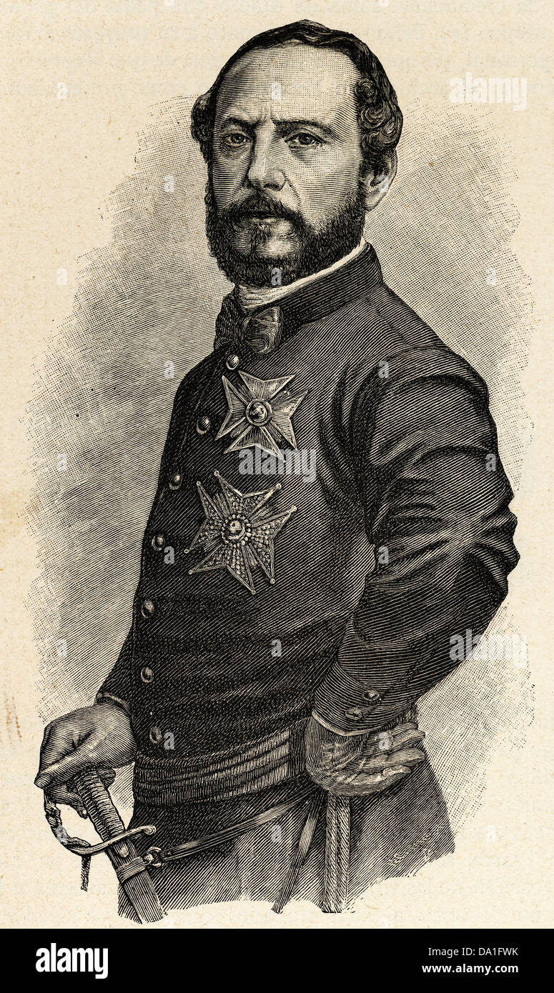 Juan Prim (1814-1870). Spanish political and military. Engraving in Universal History, 1885. Stock Photo