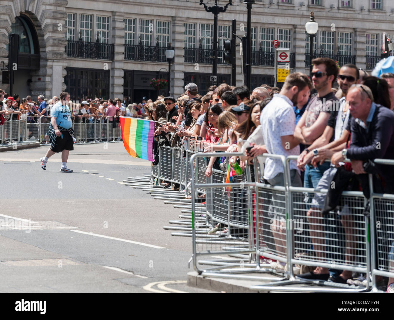 Crowds gathering for the start of the London Pride parade. Stock Photo