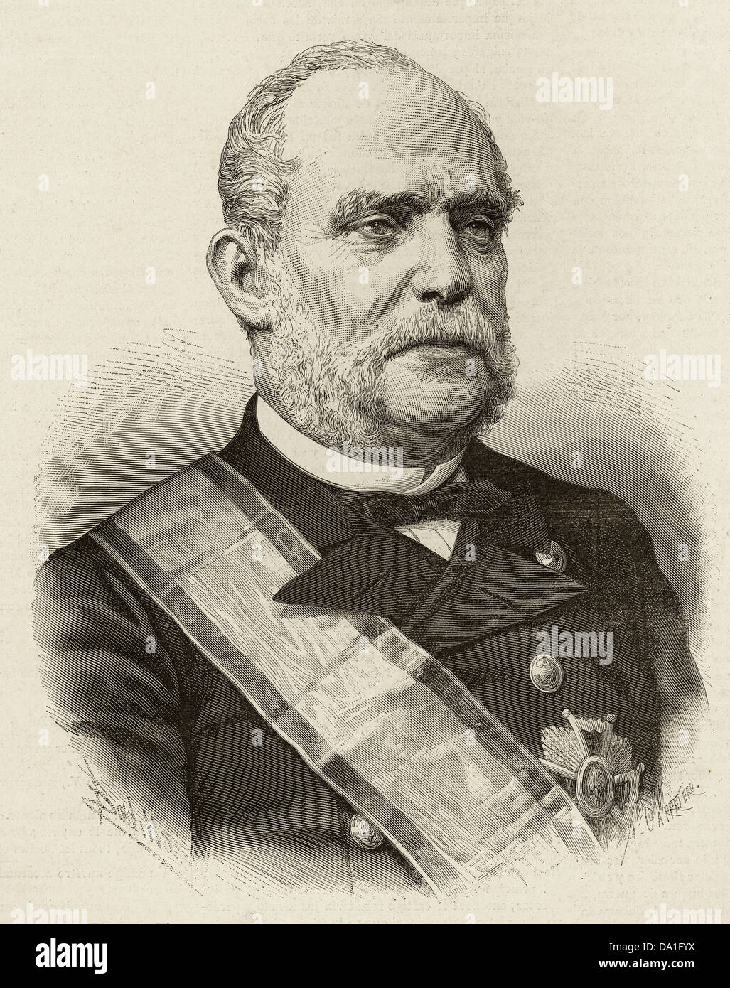 Juan Bautista Topete y Carballo (1821-1885). Spanish naval commander and politician. Engraving. Stock Photo