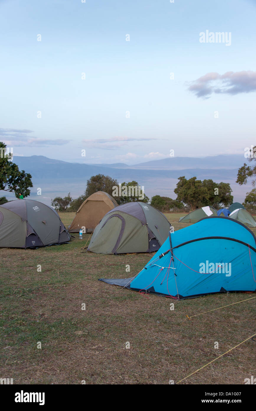 Campsite, Ngorongoro Conservation Area, United Republic of Tanzania, East Africa. Stock Photo