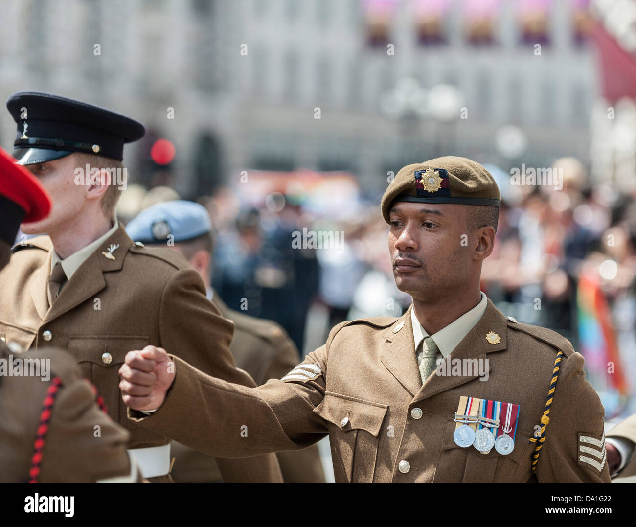 A contingent of the Army participants in the London Pride parade. Stock Photo