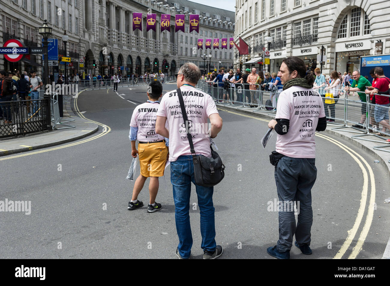Stewards waiting for the London Pride parade to start. Stock Photo