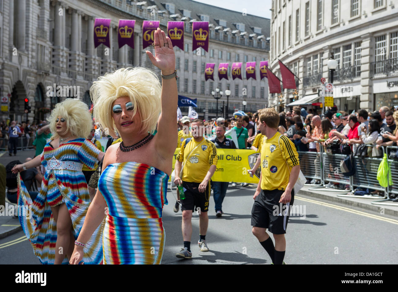 29th June 2013. Participants in the London Pride parade on Regent's Street. Photographer: Gordon Scammell Stock Photo